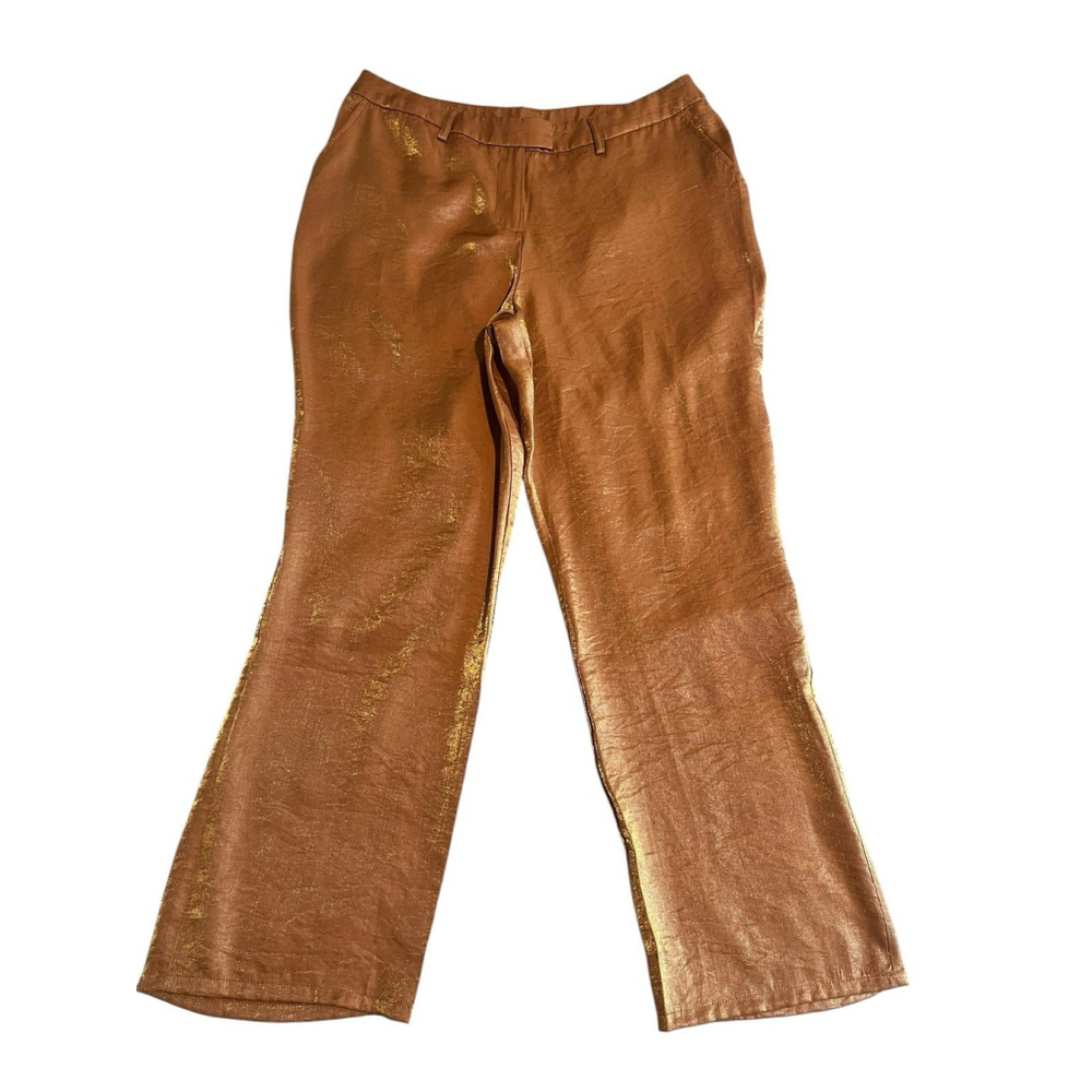 Midnight Velvet Plus Size Metallic Gold Pants 16 NWT